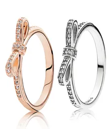 Auténticos conjuntos de anillos de bodas de plata de ley 925 Caja original para oro rosa de 18 quilates Arco espumoso Joyería de diseño de lujo Anillos de mujer 7447234
