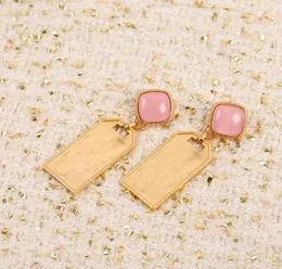 Top quality special stud earring with Square shape and pink nature stone drop charm jewelry gift for women wedding PS70675598104