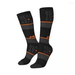 Men's Socks Long Motor Ready To Race Accessories For Male Sweat Absorbing Printed Below Knee All Season Wonderful Gifts