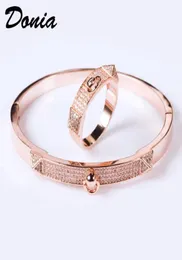 Donia joyería brazalete de lujo moda europea y americana exagerada clásica geométrica microincrustaciones pulsera de circonita conjunto de anillo wo7369977