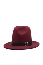 Autunno e inverno coreano cappelli di lana pianura fibbia della cintura cappello di feltro a tesa larga cappello semplice di alta qualità 2020 nuova moda cappello rotondo20890355476730