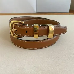Cintura in pelle marrone con fibbia dorata per donna Cinture in vita regolabili reversibili Larghezza 1/8 cm Cinture di moda casual con Box322U