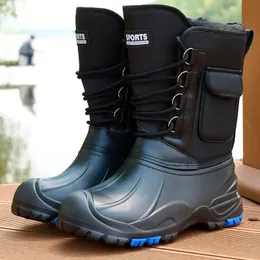 2024 зимняя хлопковая обувь, водонепроницаемая со стальными гвоздями для снежного альпинизма, мужские рыбацкие ботинки с утолщенной плюшевой теплой обувью 231226