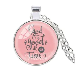 VILLWICE Bible Verse Necklace God Is Good All The Time Glass Dome Necklaces For Women Quote Christian Harajuku Jewelry Gifts225Q