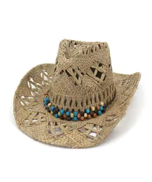 100 Natural Raffia Straw Cowboy Hat Women Men Handmade Weave Cowboy Hats For Lady Tassel Summer Western Hats8403884