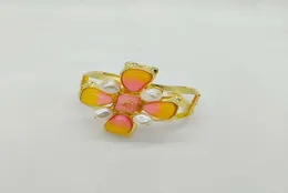 2023 Pulseira de charme de qualidade de luxo aberta com contas da natureza e cor laranja em banhado a ouro 18k com carimbo de caixa PS7514A6242411