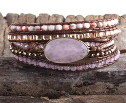MD Fashion Boho Beaded Bracelet Handmade Mixed Natural Stones Charm Crystal Stone Charm 5 Strands Wrap Bracelets Gift 4161976