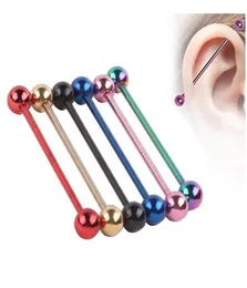 316L Körper Piercing Schmuck Mix Farbe Titan eloxiert 14G 38mm Industrie Barbell Ohr Plug Tunnel Körper Schmuck Tragus Ohrring Pie9576653