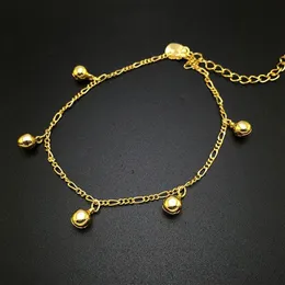 Trendy 24k gold plated Anklets for women Fascinating Rhythm small bell foot jewelry barefoot sandals chain317g