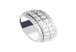Anéis de cluster Moissanite Anel Men039s Platinum Diamond Europeu e Americano Brilhando Luxo Estrelado Correndo Dedo Jóias5887282