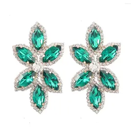 Dangle Earrings 4colors Glass Rhinestone Tree Leaf for Women Jewelry Fashion Party Show Statementアクセサリー