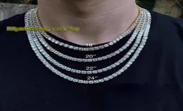 Europejski i amerykański Hiphop 5 mm srebrzysty Cz Diamonds łańcuch tenisowy męski mrożony diamentowy naszyjnik bransoletki para łańcucha tenisowego ETE6458214