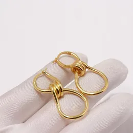Fahion Brincos de ouro 18k em aço inoxidável ouro rosaModa simples espiral com nó personalidade requintado brincos para wom5972531