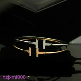 3x4k Charm Bracelets Pulsera Mujer New Luxury Quality Fashion Women Jewelry Stainless Steel Open Cuff Double t Bangle Bracelet Gold Silver Rose Hi241s195