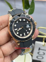 YM Watch Super Quality Geny Men's Watches 40mm Cal.3235 Movement Automatic Mechanical Watch Sapphire Black Dial Red Red Rubber Band Glow Diving Wristwatches-21