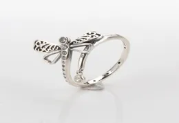 Cluster Rings Authentic 925 Sterling Silver Ring Dreamy Dragonfly Ring Clear CZ Compatible with Opean Jewelry4347902