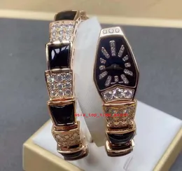 Super 5 Styles neue Version 103250 Damen-Armbanduhr in Schlangenform, schwarzes Zifferblatt, Saphirglas, japanisches Quarzwerk, Diamantbesatz, hochwertige Business-Damenuhren