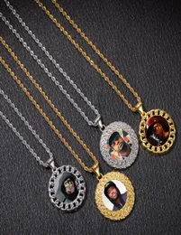 Maßgeschneiderte Po-Memory-Medaillons-Anhänger-Halskette mit Gold-Silber-Seilkette für Damen und Herren, Hip Hop, personalisierbar, Jewelr7764213