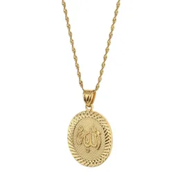 Profet Muhammad Allah Pendant Necklace for Women Men Gold Color Mellanöstern Islamiska arabiska Ahmed Muslimska smycken215d