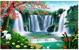 Tapety Waterfall Wallpaper Landscape Malowanie ścienne Mural 3D Tapeta 3D Papiery ścienne do tła telewizyjnego