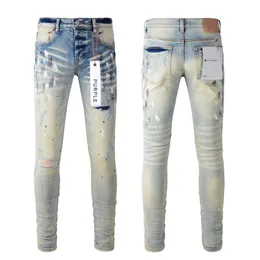Designer dżinsy fioletowe dżinsy dla mężczyzn spodnie luksusowe spodnie męskie kropki design punkowe dżinsowe spodnie fioletowe dżinsy