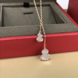 Designer Jewelry red calabash Diamond Necklace Classic Titanium Stainless steel Diamond Bottle Gourd Pendant Necklace Gold Plated Women Lucky Necklace jewel gift