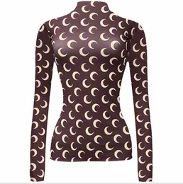 Marine Serre Designer femminile femminile magliette abiti sexy moon stampa top donne stampate donne a maniche lunghe tuniche tuniche koszulka damska crescent b5