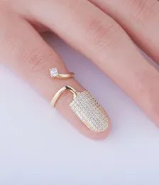 Bling Bling Goldsilverrose Gold Nail Ring Hip Hop Fashion Nail Ring Justerbar nagelring smycken gåva för kvinnor4408396