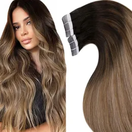 Fita em extensões de cabelo humano fita ombre ins extensão para mulheres brancas invisível fita de trama de pele sem emenda na extensão 100g/40pcs