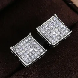 Brincos de parafuso prisioneiro forma quadrada selvagem para mulheres micro pavimentado cz pedra versátil brinco completo bling gelado para fora senhora charme jóias