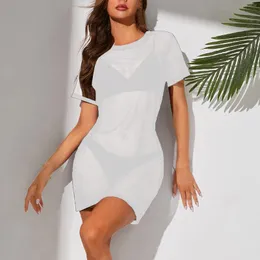 Mäns T -skjortor Kvinnor Long Mini Short Sleeve Casual Tops Dress See Through Crop Sheer Mesh Underwear Lingerie