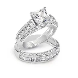 Choucong Princess Cut Stone 5A Zircon Stone 10kt White Gold Loving Band Band Ring SZ 5-11 Y0123308P