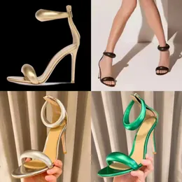 Stiletto Sandallar için kadın gianvito rossi lüks tasarımcı zip yüksek topuklu elbise ayakkabıları gerçek deri moda rahat 9.5cm topuk Roma Sandal 35-41