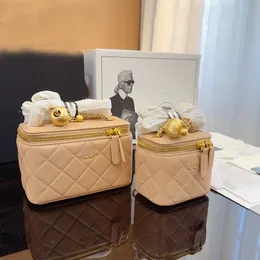 Goldene Kugelkette, Make-up-Tasche, modische Damen-Umhängetasche, Box-Tasche, Leder, Diamant-Gold-Hardware, metallischer Verschluss, luxuriöse Handtasche, Matelasse-Kette, Umhängetasche, 10/16 cm