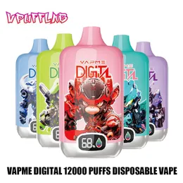 オリジナルVapme Digital 12000パフe-cig使い捨て蒸気ペン850mah充電可能なバッテリー8フレーバー18ml事前に充填されたOEM ODM