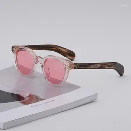 Óculos de sol de alta qualidade acetato grosso redondo para homens mulheres óculos japonês estilo artesanal designer condução óculos de viagem