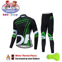 Winter Fleece Children's Cycling Clothing Keep Warm Kids Jersey Bike Suit Jacket Clothes Kids Cycling Trousers Equipage 231227