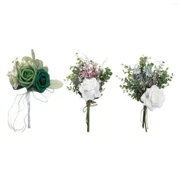 Flores de casamento dama de honra segurando rosas falsas de bridal hand flor bouquet artificial falsy for presente fester cerimônia
