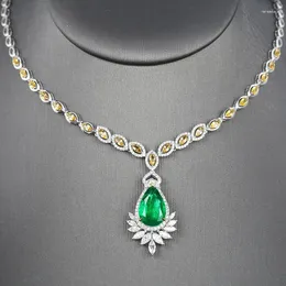 Подвесные ожерелья высококачественный серебряный цвет роскошь имитировал Изумрудный драгоценный камень блестящий капля воды для женщин для женщин свадебные подарки