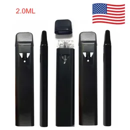 2ML Canetas Vape Descartáveis Vaporizador E Cigarro 350mAh Bateria Recarregável Kit Inicial Vazio Snap on Caps EUA ESTOQUE Bobinas de Cerâmica Tipo-C Óleo Grosso 200 pçs / lote