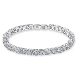 925 Sterling Silver 5MM Cubic Zirconia Tennis Iced Out Bracelet Chain Crystal Wedding Party Jewelry for Women302M