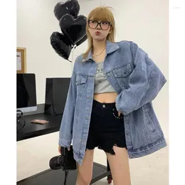 Kvinnans jackor 2023 Jacka Spring Korean Fashion Loose and Versatile Retro Denim Package