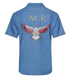 Nya mäns denimskjortor t-shirts polo korta ärmar varumärkesdesigner mäns casual tröjor denimrockar