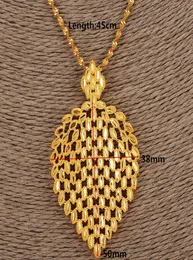Collana Dubai Donna Collana con ciondolo pennacchio etiope 14k Giallo massiccio oro fine GF Gioielli Africa Fiore arabo Regali208o2981889