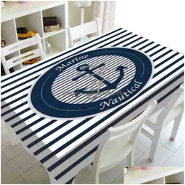 Table Cloth Chic Navy Blue Anchors Pattern Party Home Decor Nautical Anchor Tablecloth Table Cloth Er Waterproof Tableer Tv Gift 21062 Dhi24