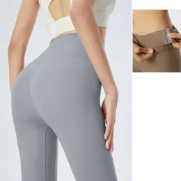Lu hizalama lu panty yoga spor fitness pantolonlar lycra spor pantolon kadın kadın yüksek bel kalçası kaldırma elastik tozluklar dış aşınma koşu sporları ll limon