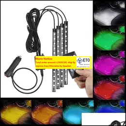 Interiörstillbehör 4 i 1 bil inuti atmosfärslampan 48 LED Interiördekorationsbelysning RGB 16 Färg Wireles Dhcarfuelfilter DHEQM ZZ