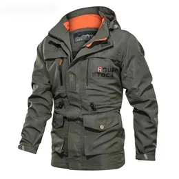 Mensjackor Män utomhusjacka Spring Autumn Hooded Casual Windproof Windbreaker Coat Army Tactical Military 231129