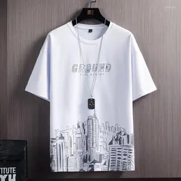남성용 T 셔츠 짧은 슬리브 티셔츠 캐주얼 스포츠 남자와 여자 눈 덮인 산이 도시 문자 기타 패턴 3D 인쇄 트렌드 탑
