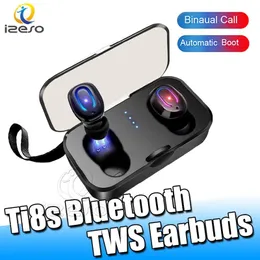 سماعات الأذن TI8S TWS سماعات الأذن Bluetooth 5.0 Handfree True Wireless Stereo Gaming Gaming Massets Mini Headets مع شاحن 400 مللي أمبير في الساعة B.